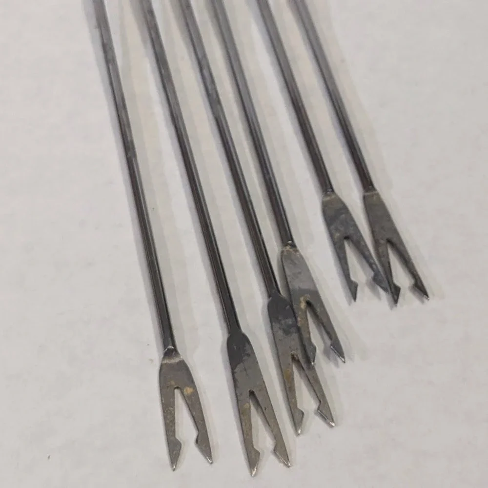 Oster Stainless Steel Fondue Forks Set of 6 Wood Handles MCM 203187 Vintage